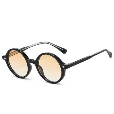 Imagem de Óculos de Sol UV400 - Redondos, com Rebites em Cores Vibrantes, Estilo Punk, para Homens e Mulheres, Ideais para Esportes ao Ar Livre, Corrida e Ciclismo, Preto com Degradê Laranja