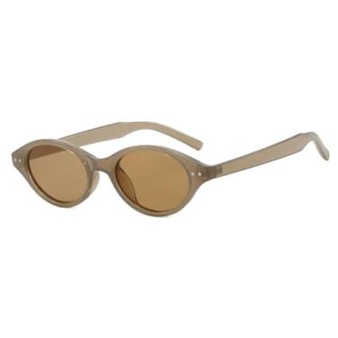 Imagem de Óculos de Sol Ovais com Armação Pequena, Proteção UV400, para Homens e Mulheres, Ideais para Esportes ao Ar Livre, Corrida e Ciclismo, Cor Chá