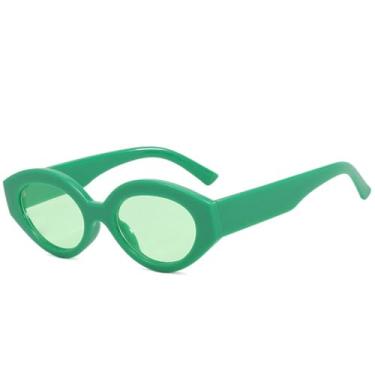 Imagem de Óculos de Sol Feminino Oval com Armação Pequena e Proteção UV400 para Esportes ao Ar Livre, Corrida e Ciclismo, Verde
