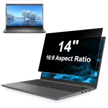 Imagem de Hoktods Filtro de tela de privacidade para laptop 16:9 de 14 polegadas, protetor de privacidade para monitor de computador, antiarranhões, antiespião, antirreflexo, tela de luz azul