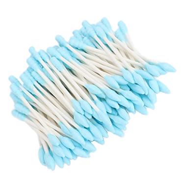 Imagem de Yinhing Cotonetes de Ponta Dupla Descartáveis, 100 Peças, Coloridos, Pontas Duplas de Precisão, Cotonetes de Maquiagem para Mulheres, Maquiagem, Beleza, Escavação, Polpa de Madeira + (Azul)
