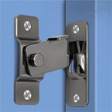 Imagem de Fivela de porta de aço inoxidável de 90 graus, fechadura de porta deslizante, trava de segurança, ângulo reto, fivela de ferrolho 1 peça (Grande-Preto)