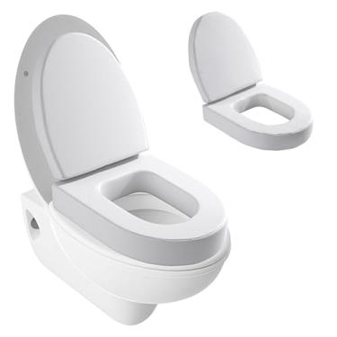 Imagem de MABOZOO Almofada de assento cômoda de 7,5 cm com suporte para as costas, almofada de assento de vaso sanitário de couro PU impermeável e almofada de encosto de espuma para idosos, deficientes