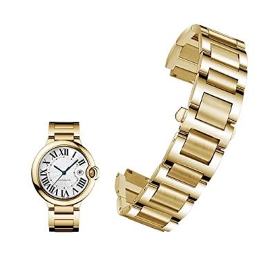 Imagem de IRFKR Pulseira de relógio de aço inoxidável para Cartier Ballon Bleu Série 20 * 12 mm 18 x 11 mm 14 x 8 mm W6920046 Pulseira feminina e masculina (ouro, 22-14 mm)