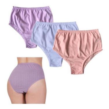Imagem de Kit 12 Calçolas De Malha Vovó Algodão Calcinha Senhora Plus - Mi Amore