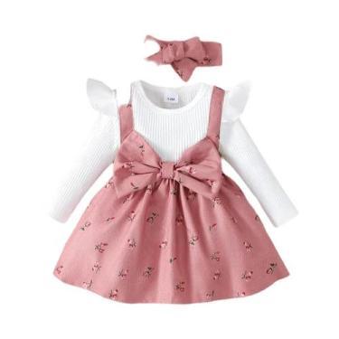 Imagem de Vestido De Princesa Para Meninas, Manga Comprida, Estampa Floral, Faix