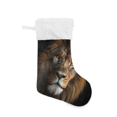Imagem de ATTX Meias de Natal do Rei Leão, Suportes de Presente Brancas de Pelúcia para Decorações de Festas de Férias (17,7 polegadas, Pacote com 2) #396