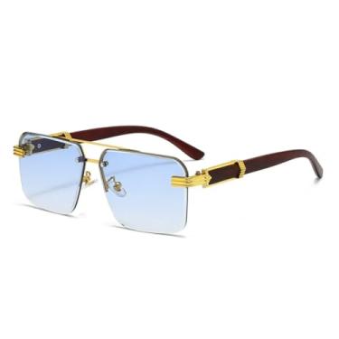 Imagem de HCPIHF Óculos vintage femininos e masculinos sem armação retangulares femininos (7)