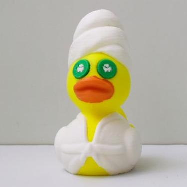 Imagem de Estatueta colecionável de pato de banho amarelo impresso em 3D para decoração de mesa executiva de escritório doméstico