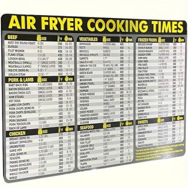 Imagem de Air Fryer Cookies Times Magnetic Cheat Sheet, Extra Grande Fácil de Ler 25.4 cm x 15.2 cm Acessório de Cozinha Airfryer, Ímã de Guia de Referência Rápida para Mais de 90 Alimentos Populares Airfry