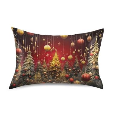 Imagem de Wassud Árvores de Natal com luzes estreladas (2) fronhas de cetim para cabelo e pele fronhas de seda lisa tamanho padrão capas de travesseiro respiráveis com fecho de envelope