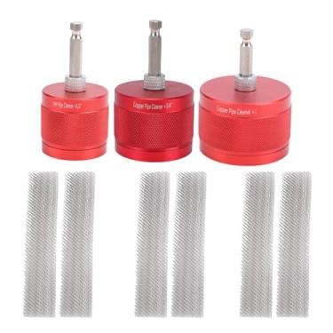 Imagem de Generic Conjunto de Limpador de Tubos de Cobre, 3 Tamanhos 1/2 pol. 3/4 pol. 1 Escova de Aço Inoxidável de Liga de Alumínio para Broca, Com Haste Hexagonal de /4 para Remover