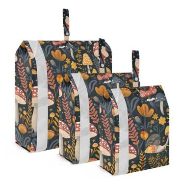 Imagem de xigua Cubos coloridos de embalagem de cogumelos para viagem, organizadores de bagagem leves, conjunto de viagem, à prova d'água, cubos de compressão para acessórios de viagem, 3 pacotes