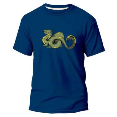Imagem de Camiseta Basica Algodão Premium Estampada Dragão Comodo - Pavesi, Azul