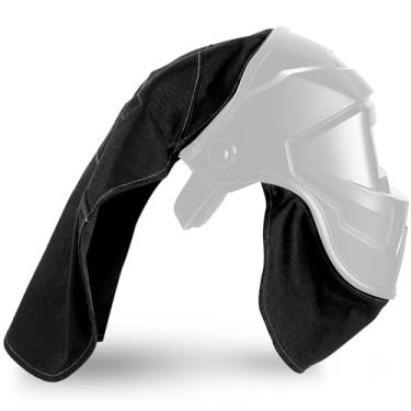 Imagem de Jecery 2 peças de capa de capacete de soldagem e conjunto de babador de capacete, acessórios de soldagem com vedação de encaixe de pressão para proteção do pescoço, serve para a maioria (fresco, preto