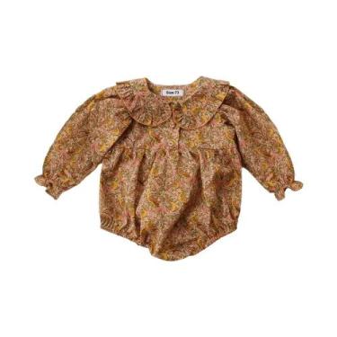 Imagem de Macacão floral vintage para meninas, roupas de primavera para festa de