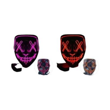 Imagem de Máscara De Halloween LED Para Homens, Brilha No Escuro, Cobertura Faci