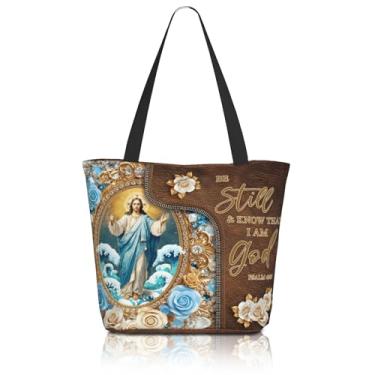 Imagem de Musealia Sacolas cristãs para mulheres, bolsas bíblicas para mulheres, presentes religiosos, bolsa de igreja, reutilizável, sacola de compras de supermercado, Bíblia, One Size