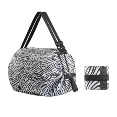 Imagem de Bolsa de compras dobrável, impermeável, bolsa de armazenamento portátil, estilo japonês, sacola de grande capacidade, bolsa de armazenamento de viagem extragrande, estampa de zebra.