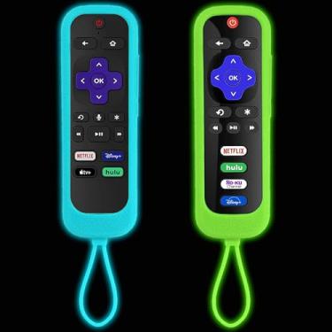 Imagem de Pacote com 2 capas para controle remoto Roku, capa TOKERSE compatível com Hisense/TCL Roku TV Steaming Stick/controlador expresso, antiderrapante, à prova de choque, capa protetora de silicone que