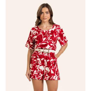 Imagem de Conjunto Blusa com Shorts Feminino Endless Vermelho, M, Vermelho