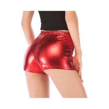 Imagem de Shorts De Yoga Metálicos Prateados De Cintura Média Para Mulheres, Sho