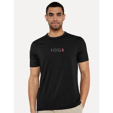 Imagem de Camiseta Tommy Hilfiger Masculina Stack Center Brand Love Print Preta-Masculino