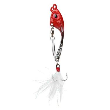 Imagem de Gancho de penas giratório de liga de zinco Lantejoulas Isca artificial realista Isca de pesca Acessório para truta Weever Bream Peixe cabeça chata Ouro Vermelho Rosa Prata 8cm (Vermelha)