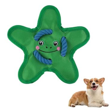 Imagem de Andiker Brinquedos de cachorro estridente, brinquedos fofos para mastigar cães em forma de estrela com papel enrugado, cordas fortes, cores brilhantes, brinquedos interativos para cães, pequenos e