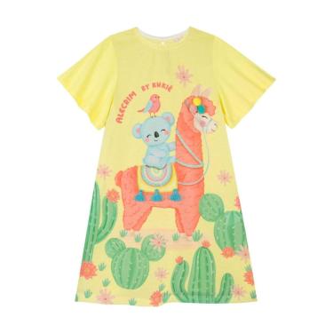 Imagem de Vestido Infantil Alecrim em Malha Amarelo Lhama Kukiê-Feminino