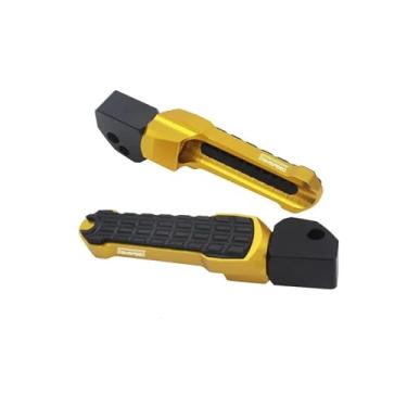 Imagem de Anti-derrapante Para r3 r25 mt25 mt03 2014-2018 2019 2020 com logotipo pé pegs esquerda direita segurar plataforma apoio para os pés(Ouro)