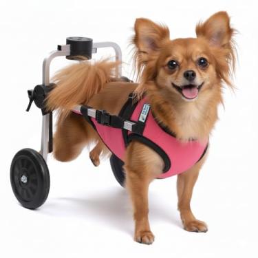 Imagem de Cadeira de 2 Rodas Para Cachorro Tam Micro com Colete Rosa Ajustável Pata Traseira Paraplegia Reabilitação Paralisia Idoso Pet Best Soluções