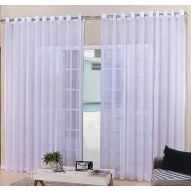 Imagem de Cortina Voil Branco Para Sala/Quarto 2,00X1,70 Ilhós Cromado - Confecç