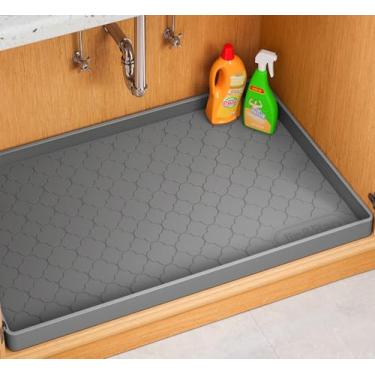 Imagem de Jin&Bao Tapete impermeável embaixo da pia 86 cm x 56 cm, protetor de armário espesso de silicone para cozinha e banheiro, forro de prateleira, organizador e armazenamento de casa, bandeja multiuso