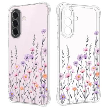 Imagem de GREATRULY Capa transparente floral para Samsung Galaxy A57 5G para mulheres e meninas, linda capa de telefone para Galaxy A57 5G, design de flores, estampa fofa, fina, macia, à prova de quedas, capa