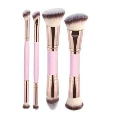 Imagem de Pincel de Maquiagem Dupla Ponta para Base, Escova de Contorno e Pó, Ferramentas Cosméticas para Fundação Líquida