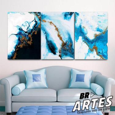 Imagem de Quadro Trio Abstrato Geométrico Azul -- Br Artes