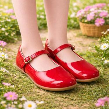 Imagem de Sapatilha Infantil Menina Verniz Boneca Fivela Confortável Dama de Hon