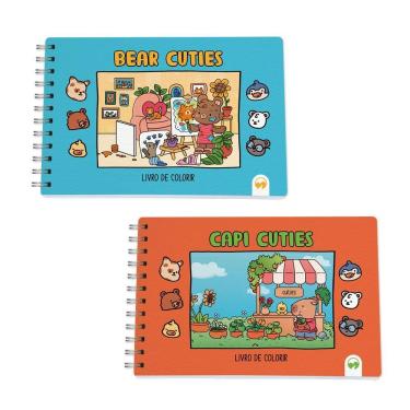 Imagem de Kit 2 Livro De Colorir Cuties 128 Páginas Bear E Capi