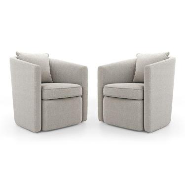 Imagem de Kit 02 Poltronas Decorativas Sala De Estar Aimê Bouclê Bege - Desk Design