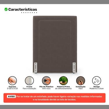 Imagem de Cabeceira Cama Box Solteiro Alba 90cm Com Frame Veludo Marrom - Desk Design