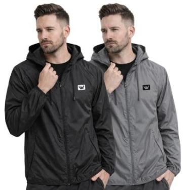 Imagem de Kit 2 Jaquetas Corta Vento Masculinas Impermeáveis Leves com Capuz Esportivas-Masculino