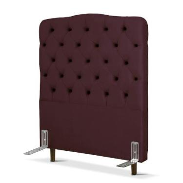 Imagem de Cabeceira de Cama Box Solteiro 110 cm Dunas Larhome Suede Veludo Vinho