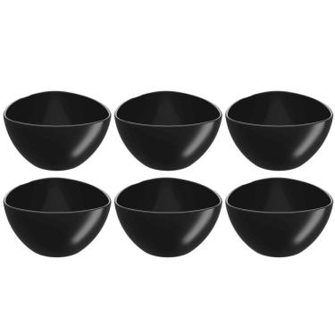Imagem de 6 Cremeiras Triangulares 250ml Sobremesa Açaí Sorvete Preto Tigela Plástico Coza