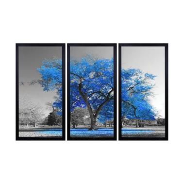 Imagem de Quadros Decorativos em Mosaico com moldura em madeira 103x63 cm e vidr