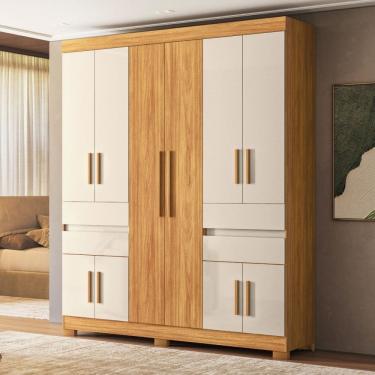 Imagem de Guarda-Roupa Casal Vizanno 10 Portas 4 Gavetas Cinamon/Off-White - Demobile