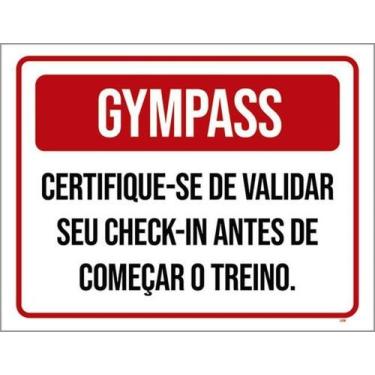 Imagem de Placa Sinalização - Gympass Validar Check-In Treino 18X23 - Sinalizo