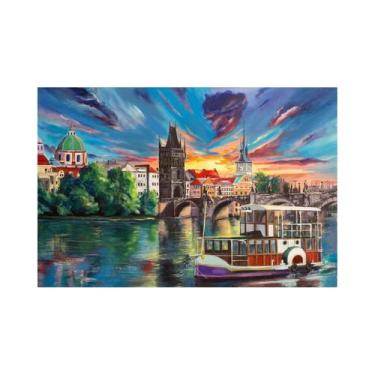 Imagem de Quebra-Cabeça De 500 Peças 46x28cm Com Pintura a Óleo De Paisagem, Bri