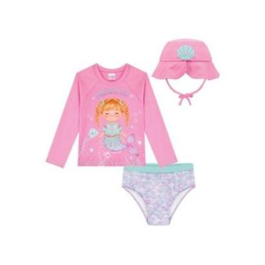 Imagem de Conjunto Bebê Menina C/Chapéu Sereia Proteção Uv 50+ Kukiê-Feminino
