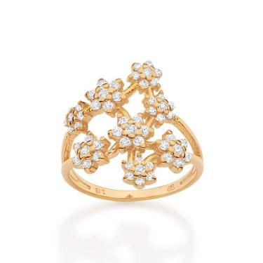 Imagem de Anel Flores com Zircônias Banhado a Ouro Rommanel 513625 Tamanho:22Cor